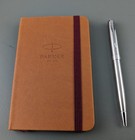 Vintage Parker Sonnet Stainless Steel Ballpoint Pen With Notepad   Box  