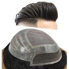 Swiss Lace Front Mens Toupee Hairpieces Mono Pu Hair Replacement System For Men