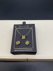 Women s Quartz Gold-tone  22mm Topaz Earring Necklace Gift Set