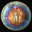 1983 Mexico Libertad 1 Onza  999 Silver     Monster Rainbow Toning Bu