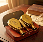 Vintage Brass Marine Binoculars With Leather Case     Antique Style