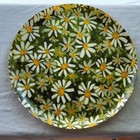 Vintage Round Fiberglass Daisy Tray Mid-century Floral Platter 14   