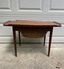 Mid Century Modern Teak Danish Sewing Table Designed By Poul Jensen For Selig