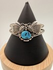 Signed Sterling Silver Turquoise Cuff Bracelet 23g Native American Southwest