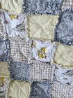 New  Crib  Baby  Size Handmade Rag Quilt Winnie Yellow Beige Blue gray Cottons