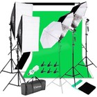 Professional Photography Video Studio Lighting Kit Softbox Umbrella Backdrop Set