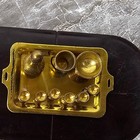 Vtg Lee Manufacturing Brass Miniature Dollhouse Decanter Goblet Wine Set 1 12