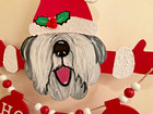 Hand Painted Old English Sheepdog Christmas Sign   Ho Ho Ho 