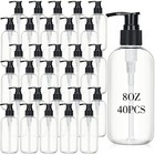 40 Pack 8 Oz Clear Refillable Plastic Pump Bottles - Empty Travel Containers
