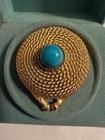 Vintage Estee Lauder Youth Dew Solid Perfume Compact Faux Turquoise Stone
