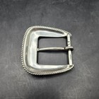 Vintage Sterling Silver Belt Buckle Etched Floral Western 2 5  Square Rope Edge