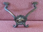 Vintage Antique Victorian Old Original Cast Iron Copper Plate Double Coat Hook