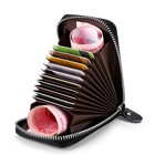 Rfid Blocking Men Womens Card Wallet Real Leather Card Holder Zipper Pocket Gift