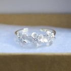 Hawaiian 925k Sterling Silver 3 Plumeria Clear Center Cz Toe Ring 4mm Tr1031