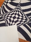Awesome Rare Vintage Mid Century Retro 70s 60s Navy Wht Op Art Scrap Fabric  Wow