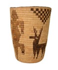 Large Tohono O odham  papago  Pictorial Basket  Horned Toad And Deer