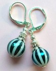Cadet Blue Electroplate Glass Pearl Earring Sp Leverback Artisan Xx