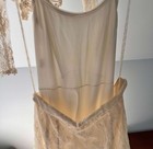 Vintage 70s 80s Victorian Dress Ivory Pearl Buttons Lace Skirt Set Size 6