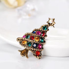 Vintage Christmas Tree Brooch Pin - Crystal Rhinestone Christmas Holiday Gift