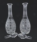  2  American Brilliant Period Glass Decanters With Stoppers 12 5  Tall  Hobnail