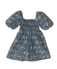 Janie And Jack Blue And White Puff Sleeve Floral Dress Size 5