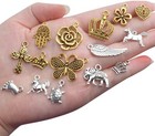 10 Mixed Charms Antiqued Silver Gold Pendants Random Assorted Lot Jewelry 