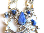 German Lapizlazuli  Bamboo   Silver  alpaca  Necklace