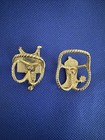 Western Saddle   Boot Scarf Slide Gold Tone Crystals Cowgirl Rodeo Vintage