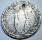 1831 Holed Peru Silver 8 Reales Genuine Antique 1800 s Peruvian Dollar 8r Coin