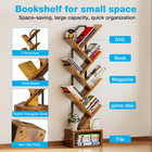 6 Tier Tree Bookshelf Tall Narrow Bookcase Storage Cabinet Wood Metal