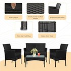 4 Piece Outdoor Wicker Patio Conversation Furniture Set With Cushion And Table