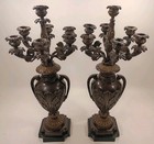 Pair Of 7 Arm Candelabras 20  Bronze Marble Neoclassical French Louis Xvi Style