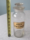 Antique  Glass Apothecary Pharmacy Bottle  pulv Pin  canad W  Gold Glass Label