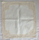 Vintage White ivory Wedding Lace Linen Hanky Handkerchief Bridal  12 