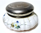Vintage Talc Powder Jar Mount Washington Art Glass Tomato Form Floral 3 