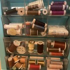 Set Of Two Rubbermaid Teal Thread Holders With Thread