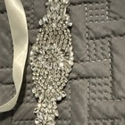 Ivory Satin Bridal Sash Belt W  Silver Rhinestone Applique  Ribbon Ties