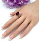 Antique Design Deep Red Solitaire 925 Sterling Silver Simulated Ruby Ring   1330