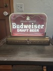Rare Vintage Proudly Serving Budweiser Draft Beer Reverse Glass Bar Light Sign 