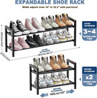 Mavivegue Expandable Shoe Rack  2-tier Adjustable Shoe Organizer  Shoe Shelf