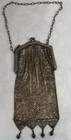 Antique 1920s Mesh Evening Bag   Art Deco Purse   Silver Frame