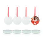  24 Pcs Sublimation Ornament Blanks Glass Ornament With Red Ribbon 3 Inch Round