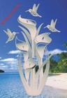 Lily Hummingbirds Static Cling Window Decal Oval 15x23 Sliding Glass Door Decor
