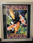 Nancy Rossi Needlepoint Framed Koi Fish   Lilli Pads 15 75  Finished Needlepoint