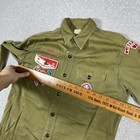 Vintage Boy Scouts Of America Shirt Mens Medium Green Sanforized Patches 50s