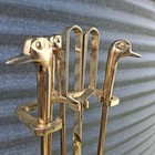 Brass Duck Head Fireplace Tool Set Vintage 1970s Mallard 4 Tools   Stand Mcm