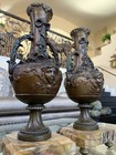 Pair Of 19th Century Antique French Victorian Bronze Urns