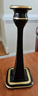 Pair 2 Antique Handsome Heavy Black Gold Trim Art Deco Candle Sticks Holders