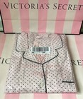 New Victoria s Secret Heritage Cotton Long Pajama Set Pants Top Pink Polka Dot L