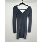 Abercrombie   Fitch Soft A f Fuzzy Eyelash V-neck Mini Sweater Dress Blue Gray S